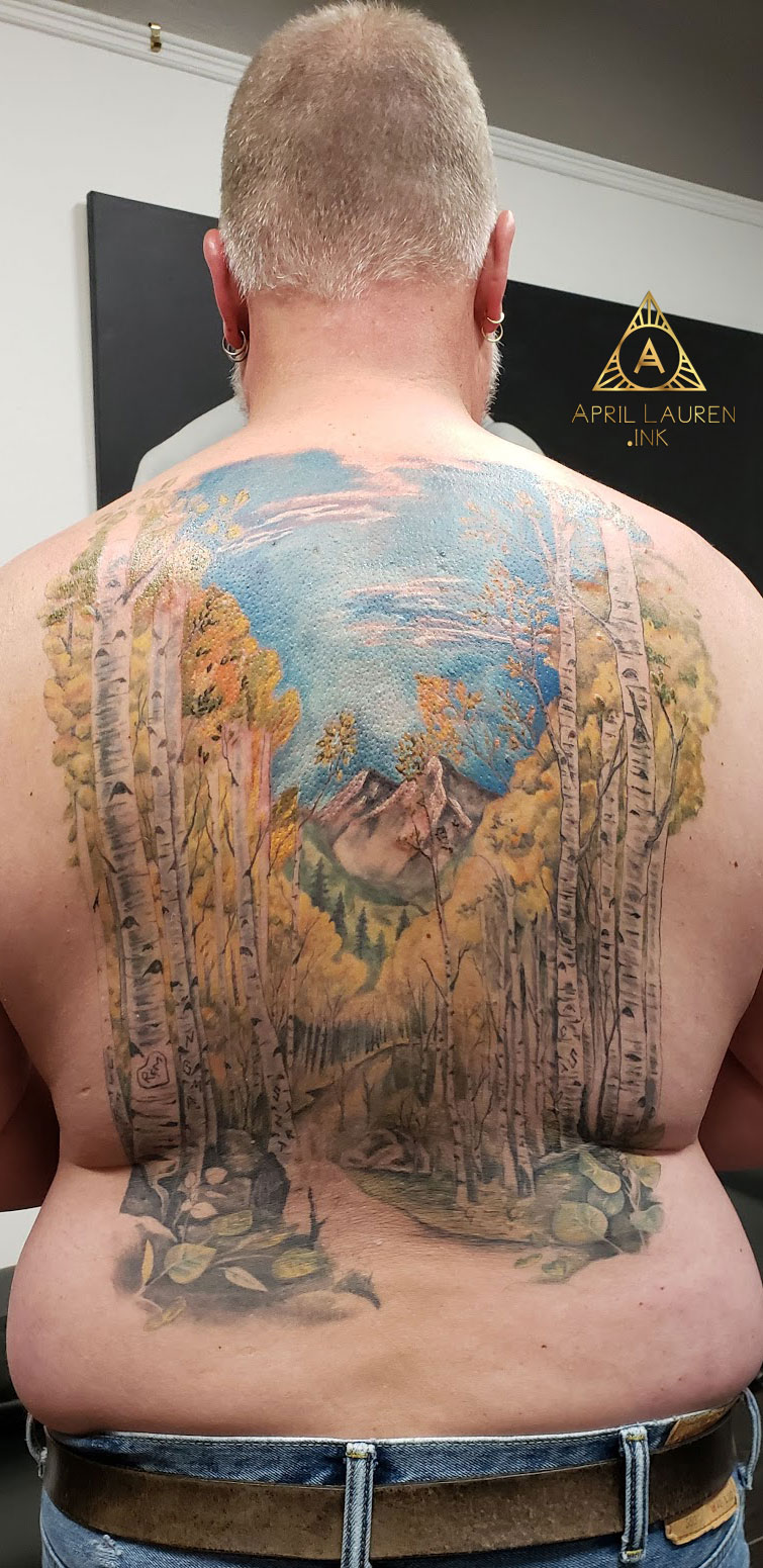 Aspen Trees Mountain Landscape Tattoo