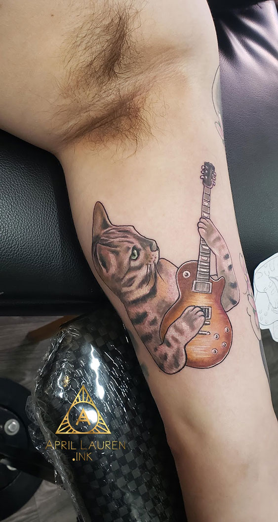 Cat Guitar Tattoo