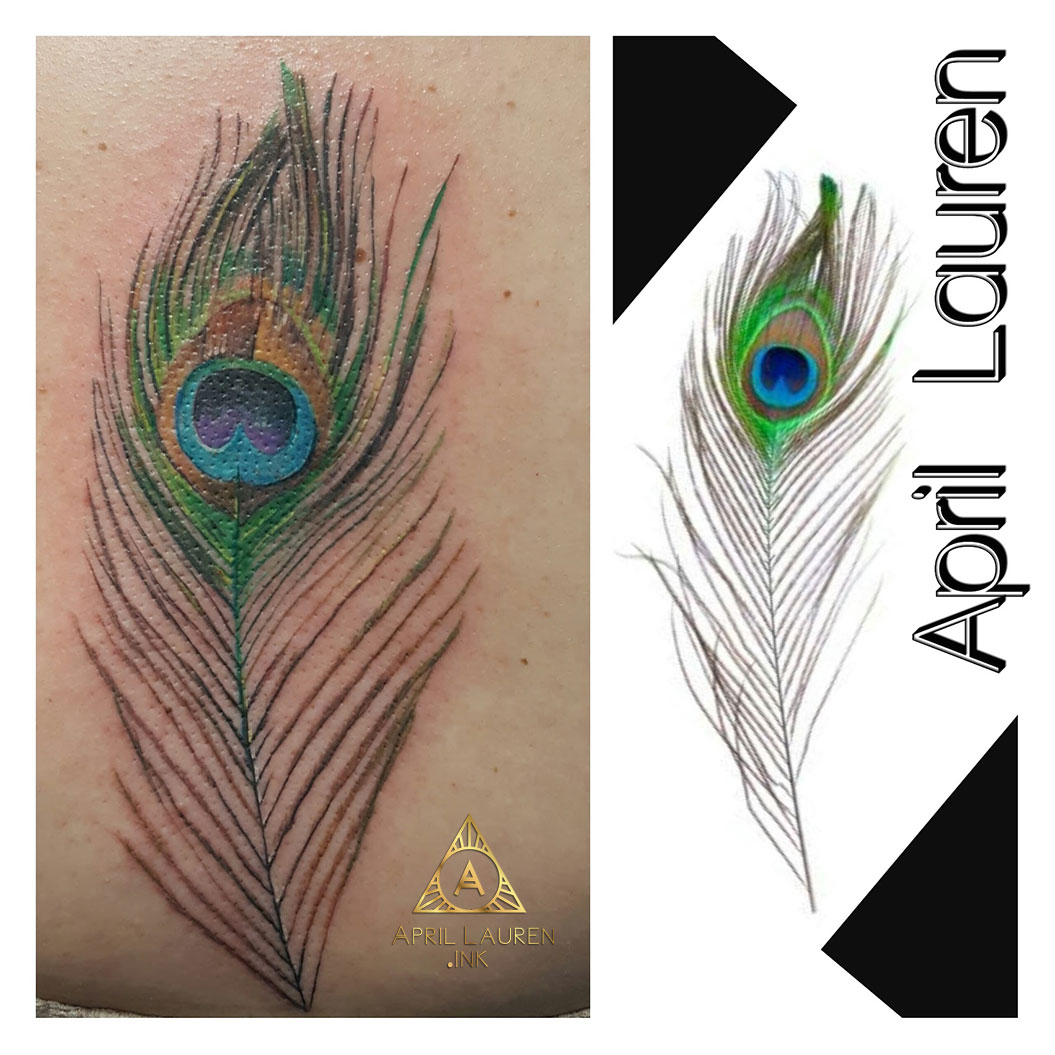 Peacock Feather Collage Tattoo