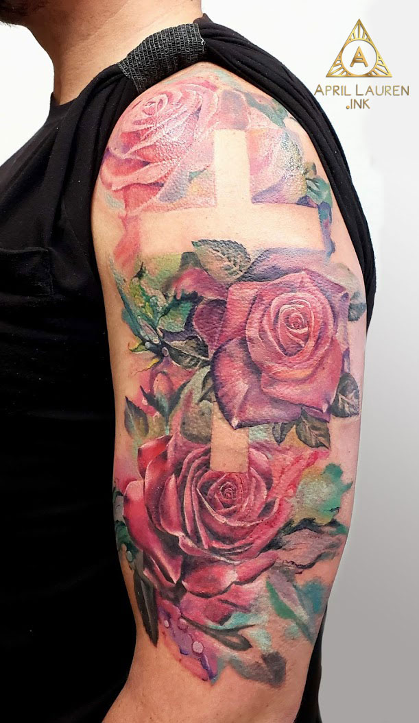Cross Roses Tattoo