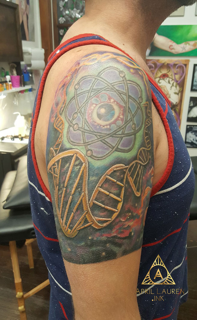 Helix Atom Color Tattoo