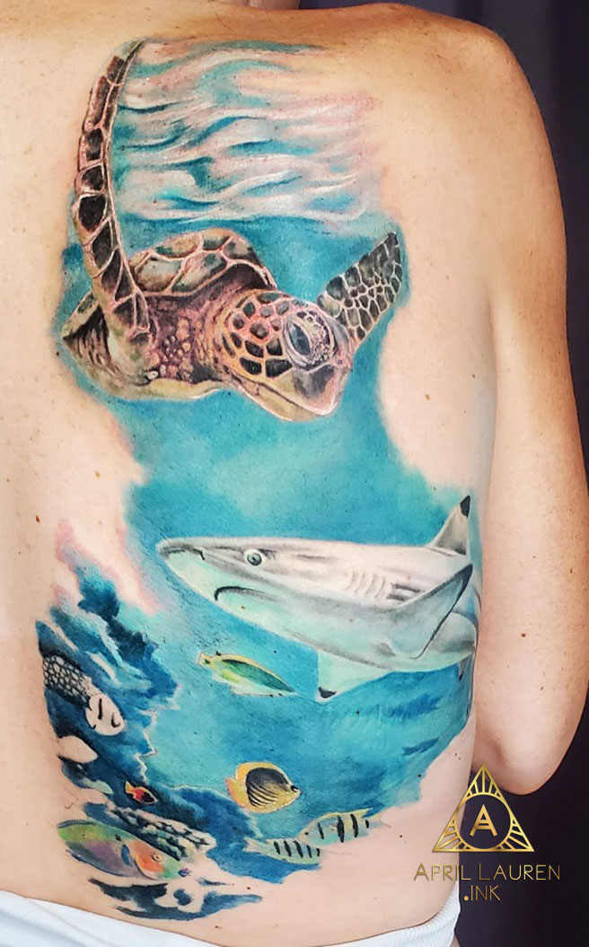 Sea Turtle Shark Tattoo