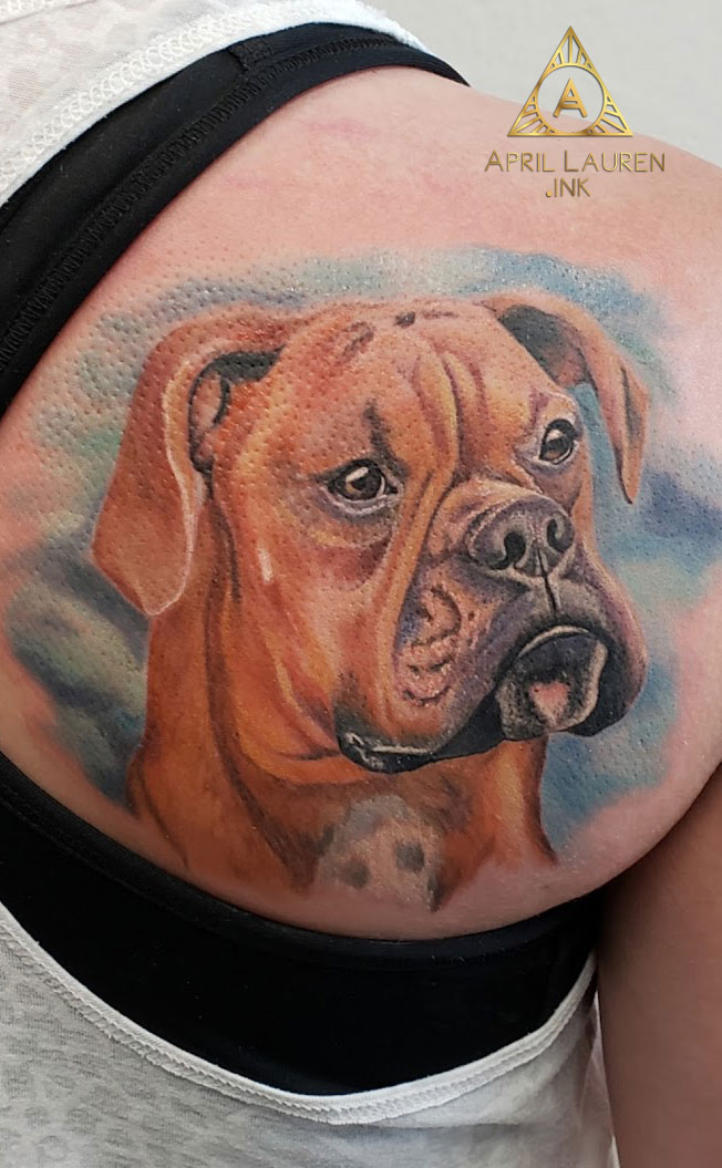 Boxer Dog Pet Portrait Tattoo