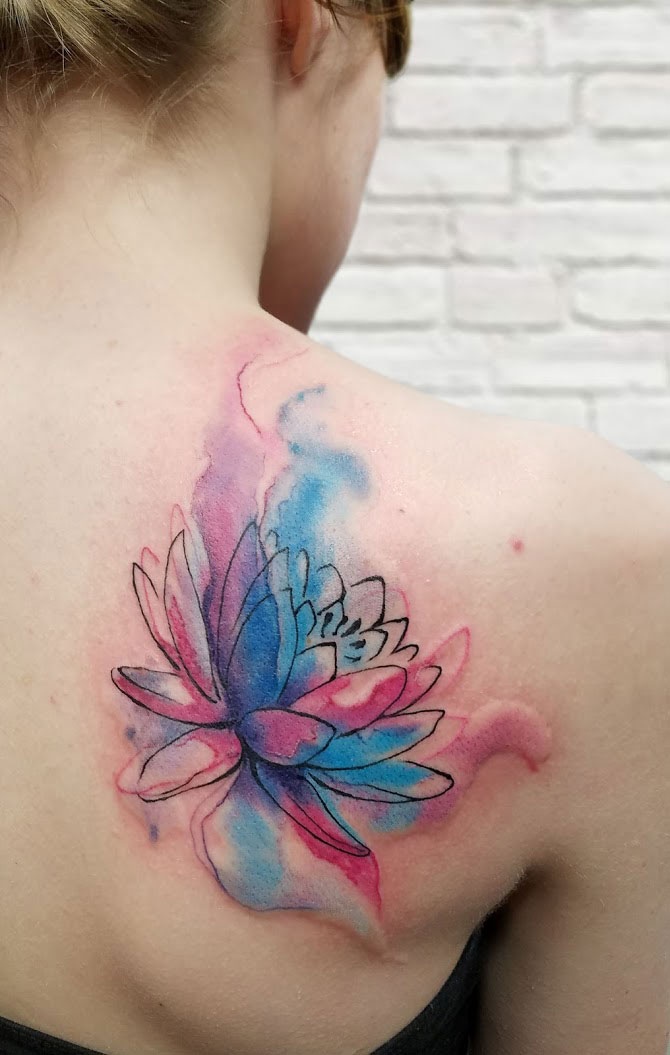 Watercolor Water Lily Tattoo