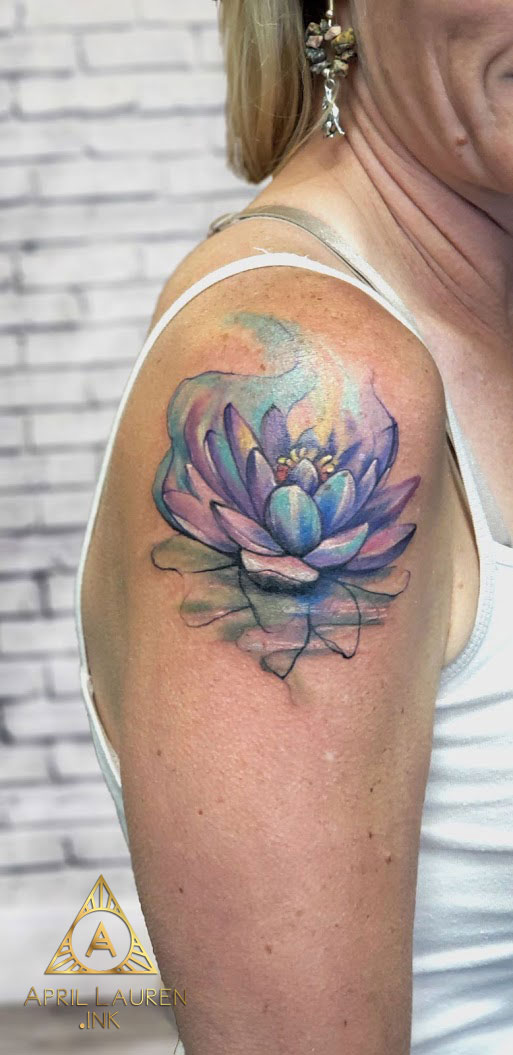 Water Lily Watercolor Tattoo