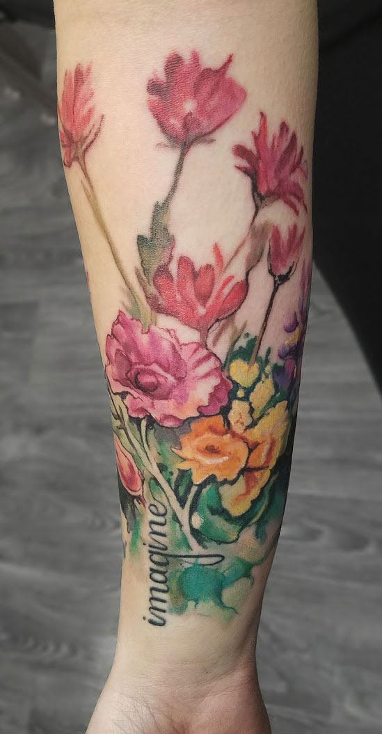 Imagine Wildflowers Color Tattoo