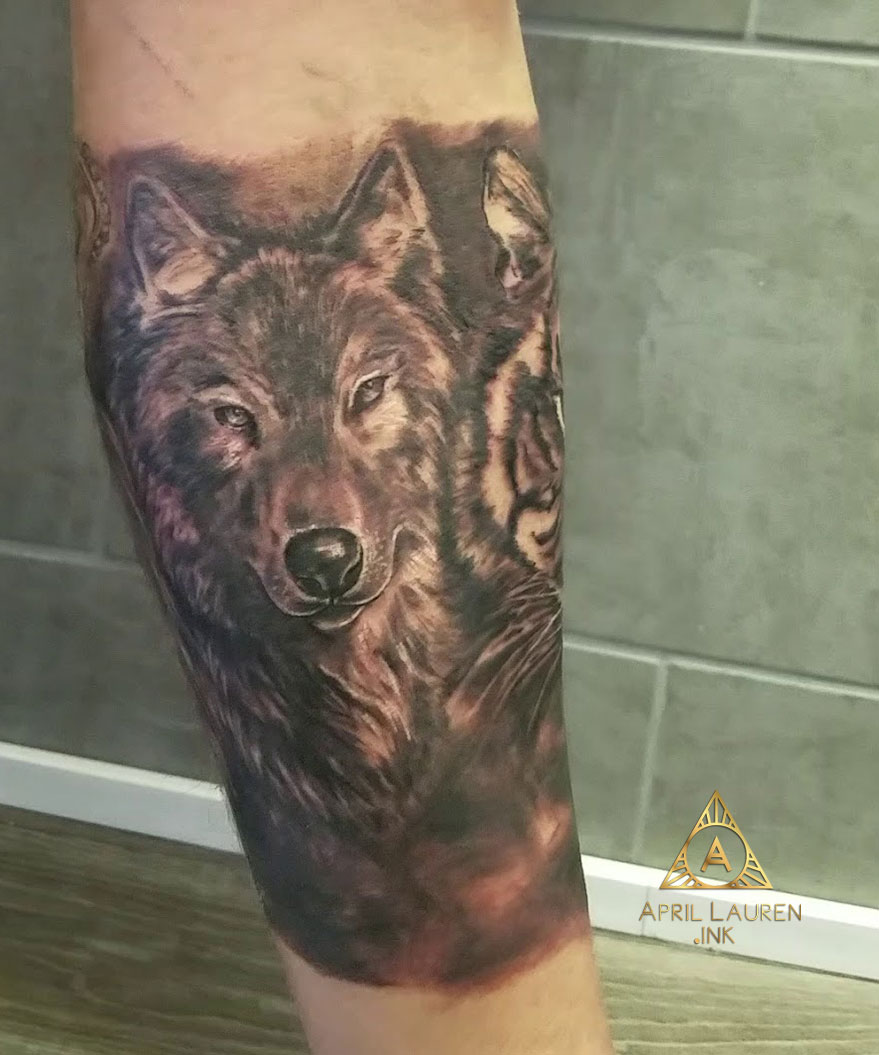 Wolves Black Gray Tattoo
