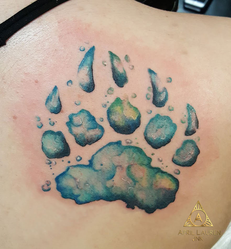 Bear Claw Watercolor Tattoo